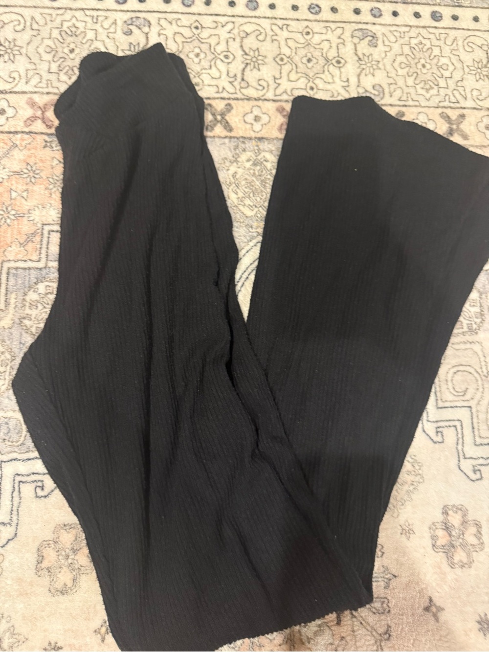 Colsie Black Ribbed Wide-Leg Pants